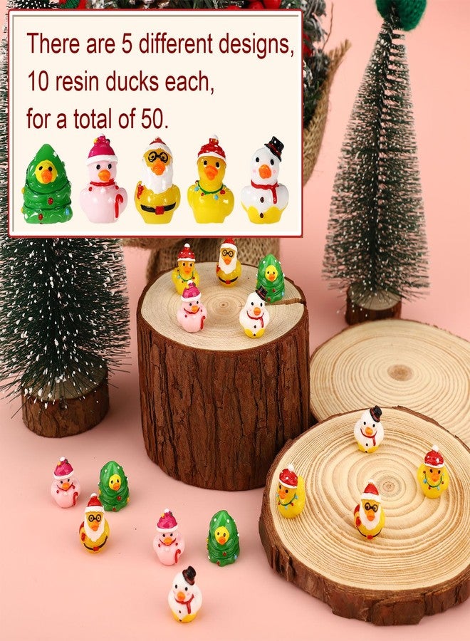 Sinbana 50pcs Christmas Resin Ducks, 5 Design Mini Novelty Tiny Ducks Christmas Tree, Snowman, Santa Claus, etc Small Decoration Festival Stocking Stuffers for Miniature Landscape Garden - Image 3